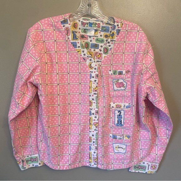 Vintage YIKES  kitty cat flannel sleepwear pajama set Medium - Picture 2 of 13